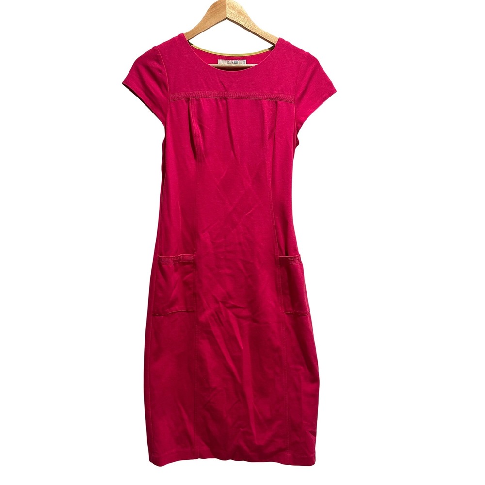 Boden Dark Pink Short Sleeve Patch‎ Pocket Midi Dress Size 6 Long